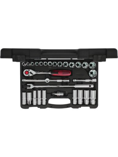 1/2" CHROME+ galinių raktų komplektas, coliniai dydžiai 30pcs, KS Tools