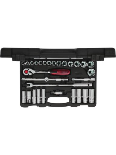 1/2" CHROME+ galinių raktų komplektas, coliniai dydžiai 30pcs, KS Tools