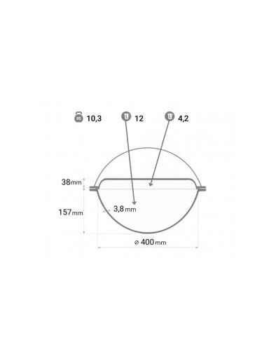 12 l Ketaus kazanas Asian Lid-Pan
