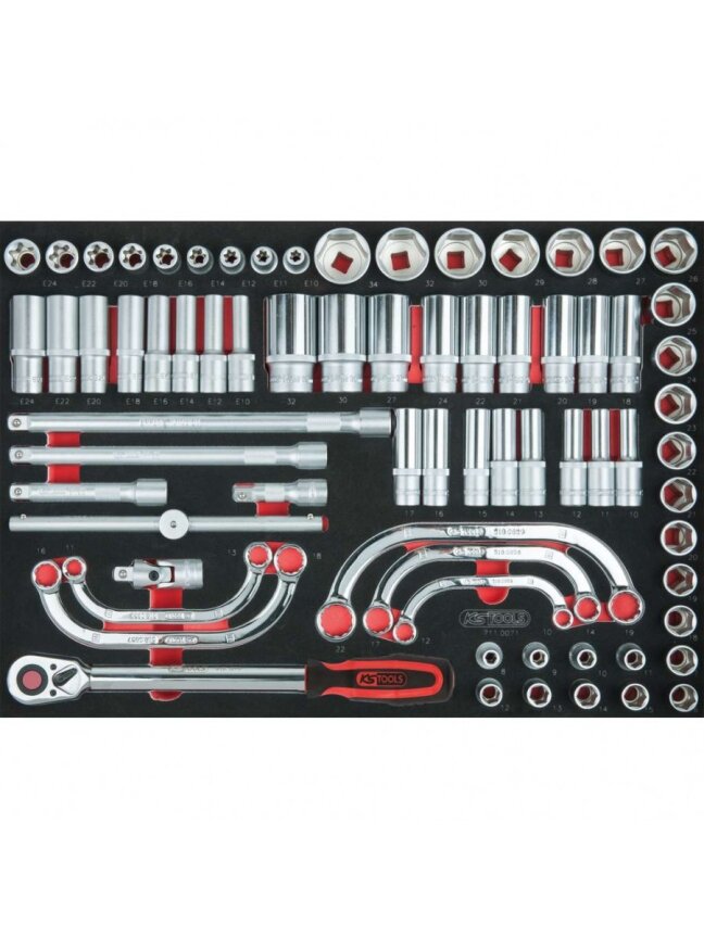 1/2'' galinių raktų komplektas 71pcs insert, KS Tools 1 1/2'' galinių raktų komplektas 71pcs insert, KS Tools 1