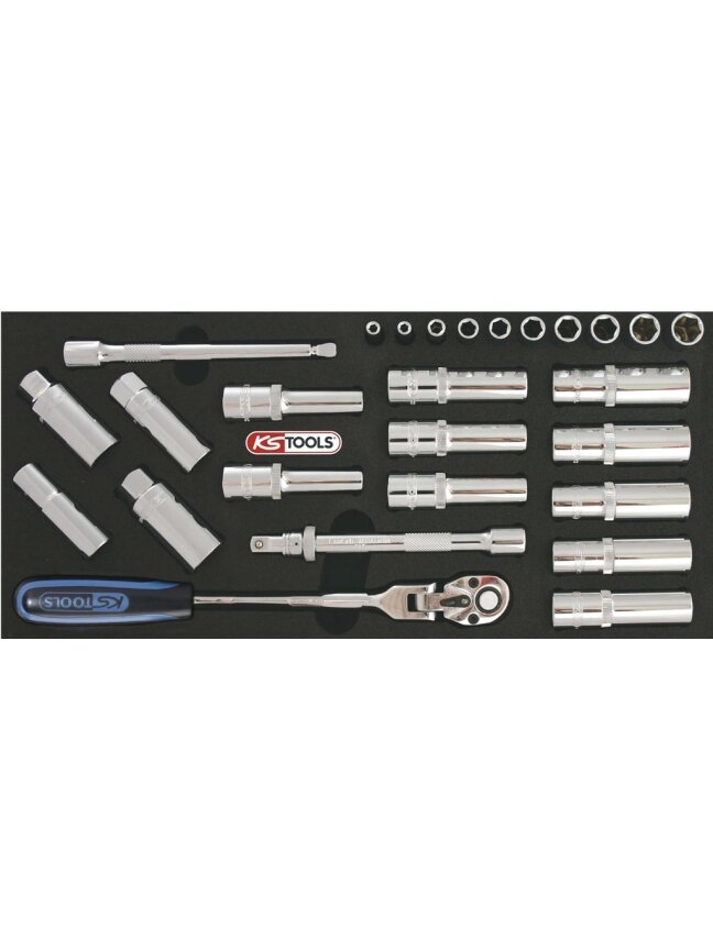 1/2 galvučių su terkšle kompl. (818.1304, KS TOOLS) 1/2 galvučių su terkšle kompl. (818.1304, KS TOOLS)