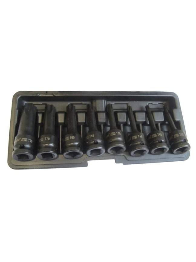 ⬡ 1/2" Prailgintų galvučių smūginių su antgaliais rinkinys (TORX) 8 vnt. (CL507108) ⬡ 1/2" Prailgintų galvučių smūginių su antgaliais rinkinys (TORX) 8 vnt. (CL507108)