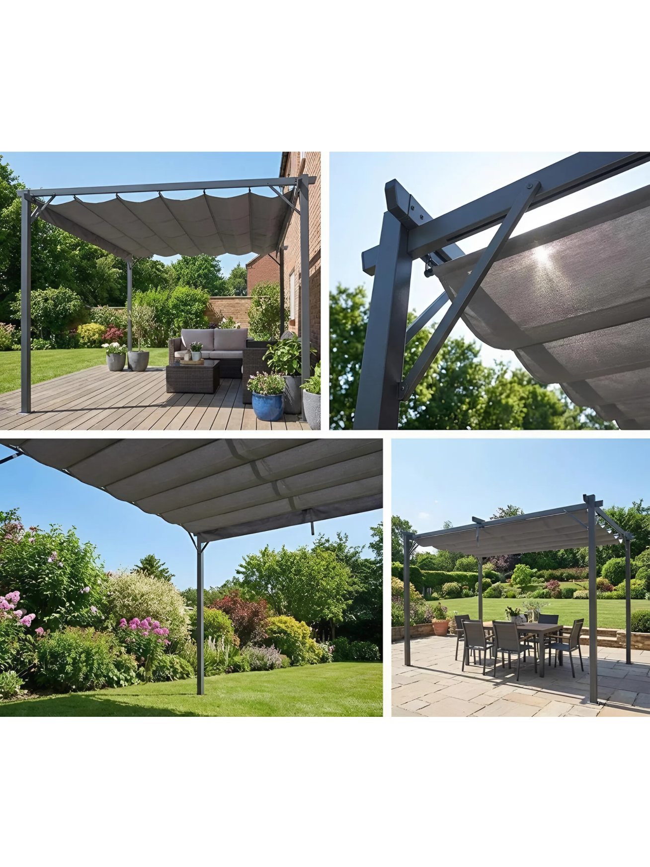 Sodo pergola 3x3m su slankiojančiu tentu 2 Sodo pergola 3x3m su slankiojančiu tentu 2