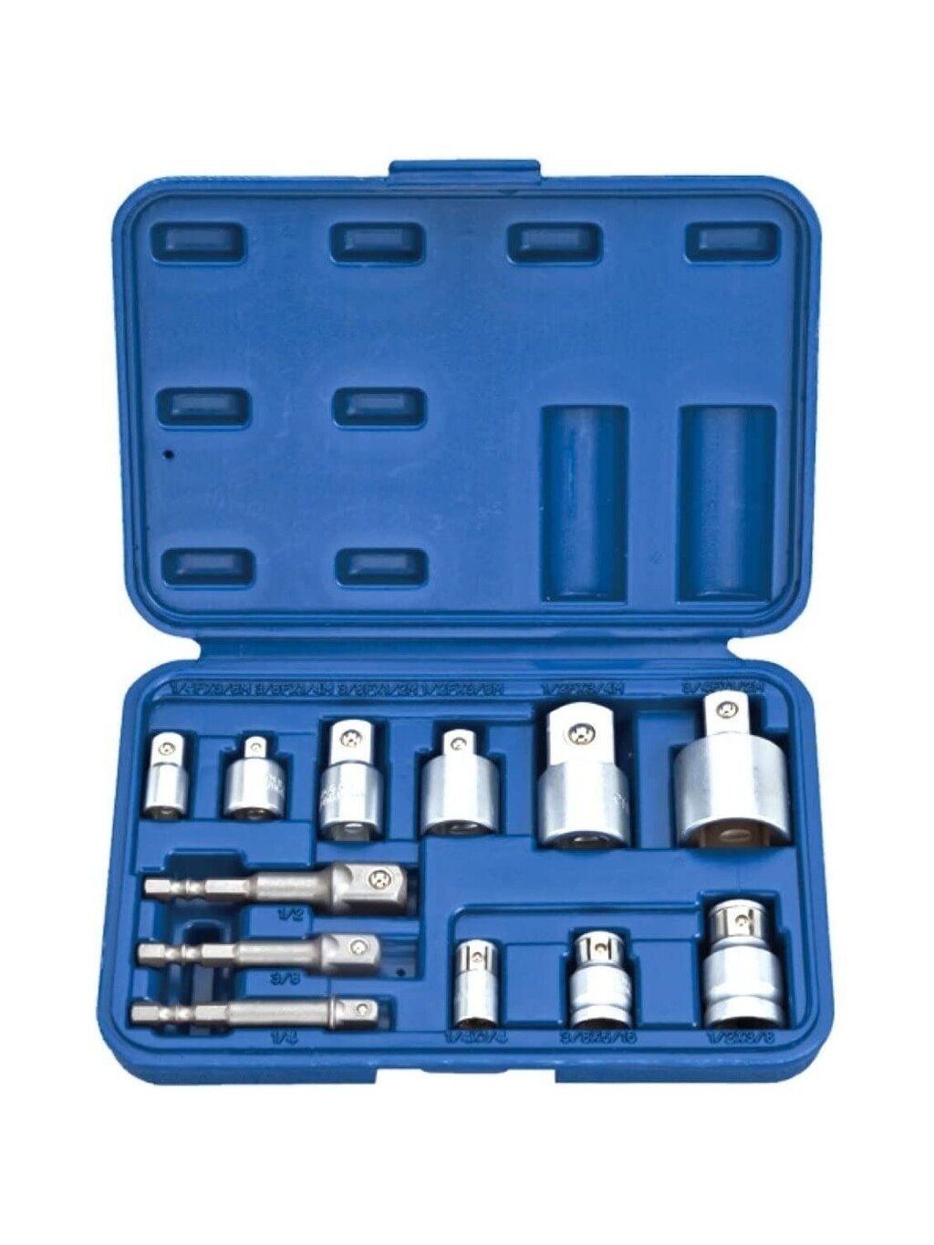 ⬡ 1/4" + 3/8" + 1/2" + 3/4" adapterių rinkinys 12 vnt. (KR30166012, KINGROY) ⬡ 1/4" + 3/8" + 1/2" + 3/4" adapterių rinkinys 12 vnt. (KR30166012, KINGROY)