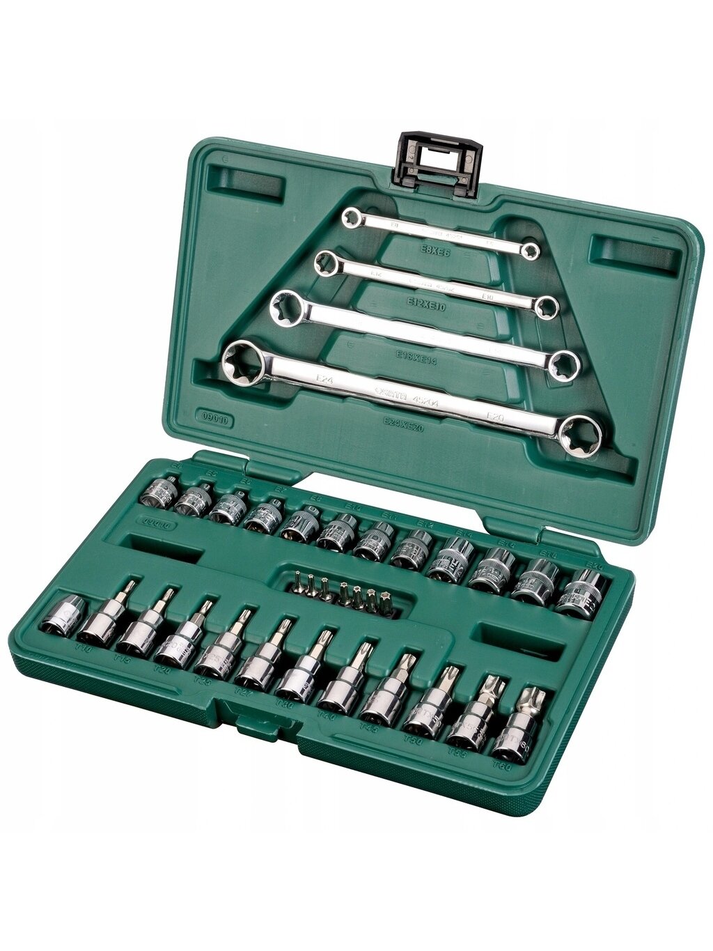 ⬡ 1/4" + 3/8" E-TORX raktų rinkinys 35 vnt. (S09010, SATA)