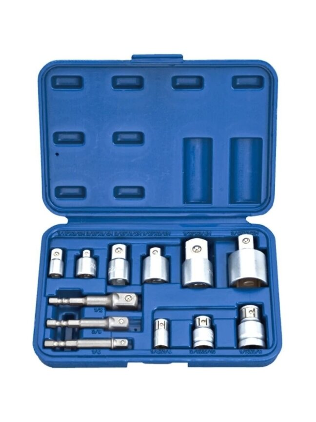 ⬡ 1/4" + 3/8" + 1/2" + 3/4" adapterių rinkinys 12 vnt. (KR30166012, KINGROY) ⬡ 1/4" + 3/8" + 1/2" + 3/4" adapterių rinkinys 12 vnt. (KR30166012, KINGROY)