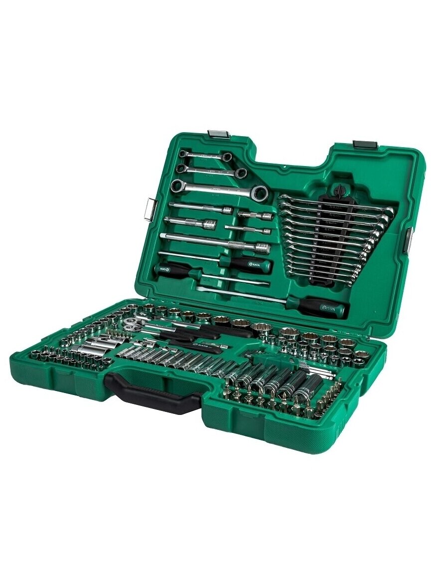 ⬡ 1/4" + 3/8" + 1/2" galvučių ir terkšlių rinkinys 150 vnt. (coliniai ir metriniai) (ST09510SJ, SATA) ⬡ 1/4" + 3/8" + 1/2" galvučių ir terkšlių rinkinys 150 vnt. (coliniai ir metriniai) (ST09510SJ, SATA)