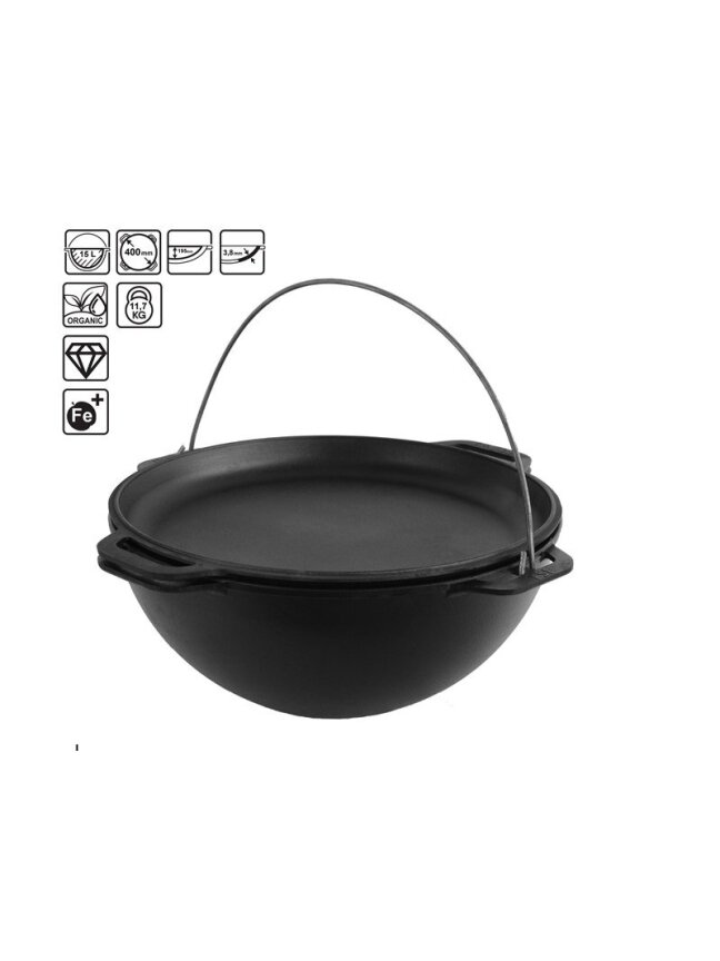 15 l Ketaus kazanas Asian Lid-Pan