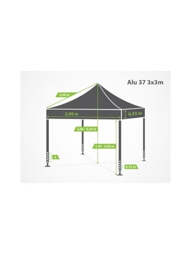 3x3 m AL-ALU37 LIME GREEN
