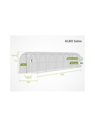 3x6 m plėvelinis šiltnamis ALBO 3x6 m plėvelinis šiltnamis ALBO