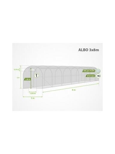 3x8 m plėvelinis šiltnamis ALBO