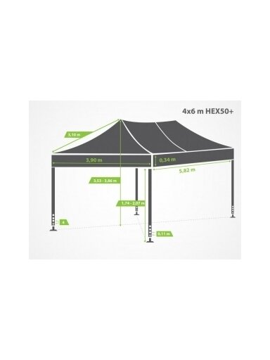 4x6 m AL-HEX50 su sienomis 4x6 m AL-HEX50 su sienomis
