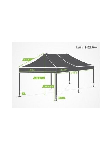 4x8 m Aliuminio Rėmas HEX50