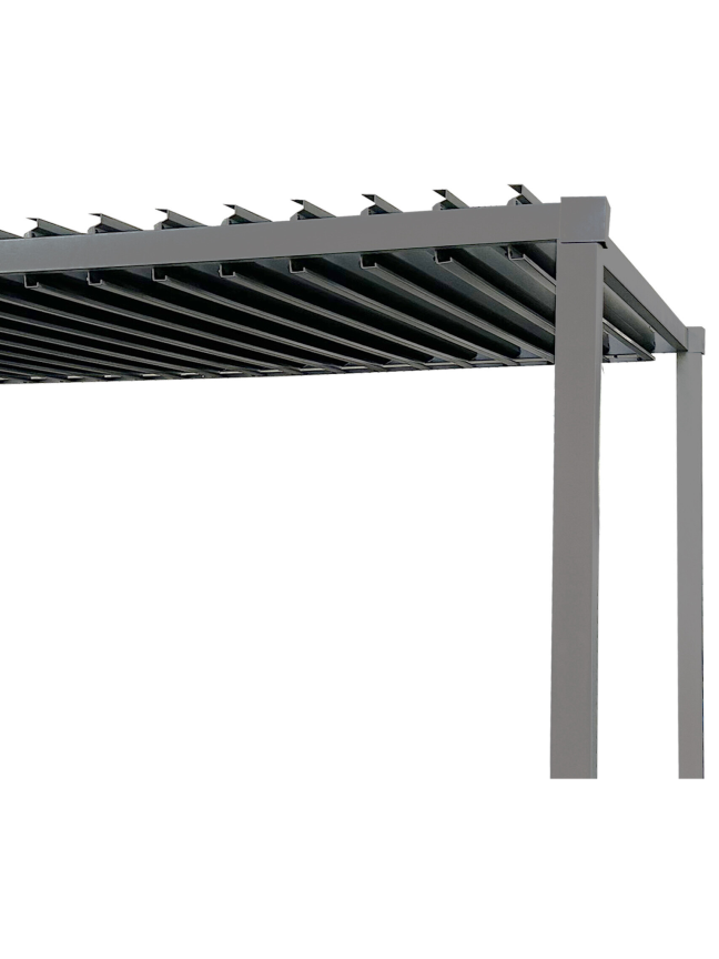 Bioklimatinė plieninė pergola 3x3m su reguliuojamu stogu 2 Bioklimatinė plieninė pergola 3x3m su reguliuojamu stogu 2