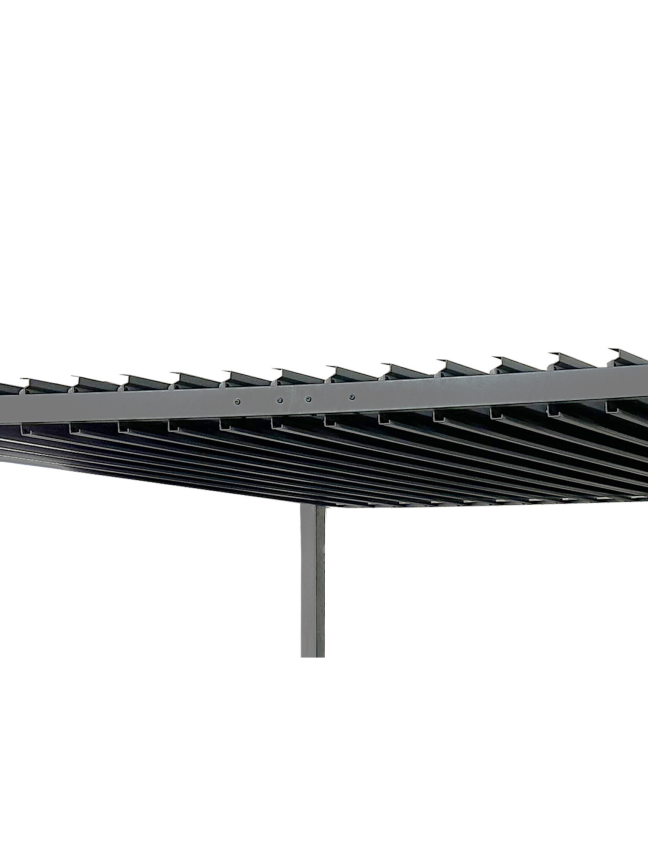 Bioklimatinė plieninė pergola 3x3m su reguliuojamu stogu 3 Bioklimatinė plieninė pergola 3x3m su reguliuojamu stogu 3
