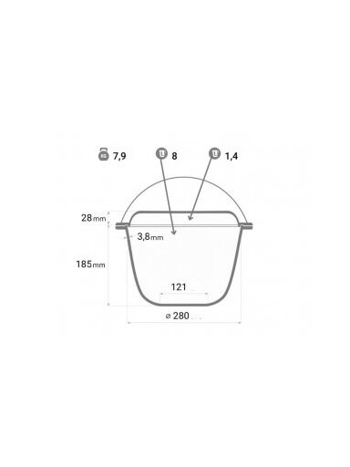 8 l Ketaus puodas Lid-Pan