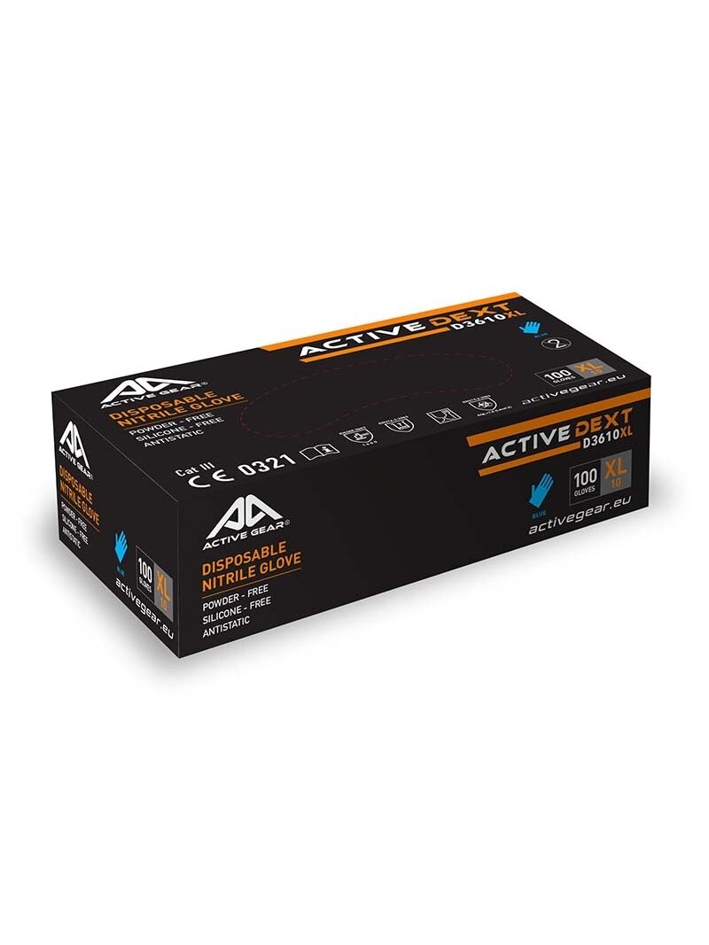 Active Gear Active Gear nitrilinės pirštinės XL, 100 vnt. 1 Active Gear Active Gear nitrilinės pirštinės XL, 100 vnt. 1
