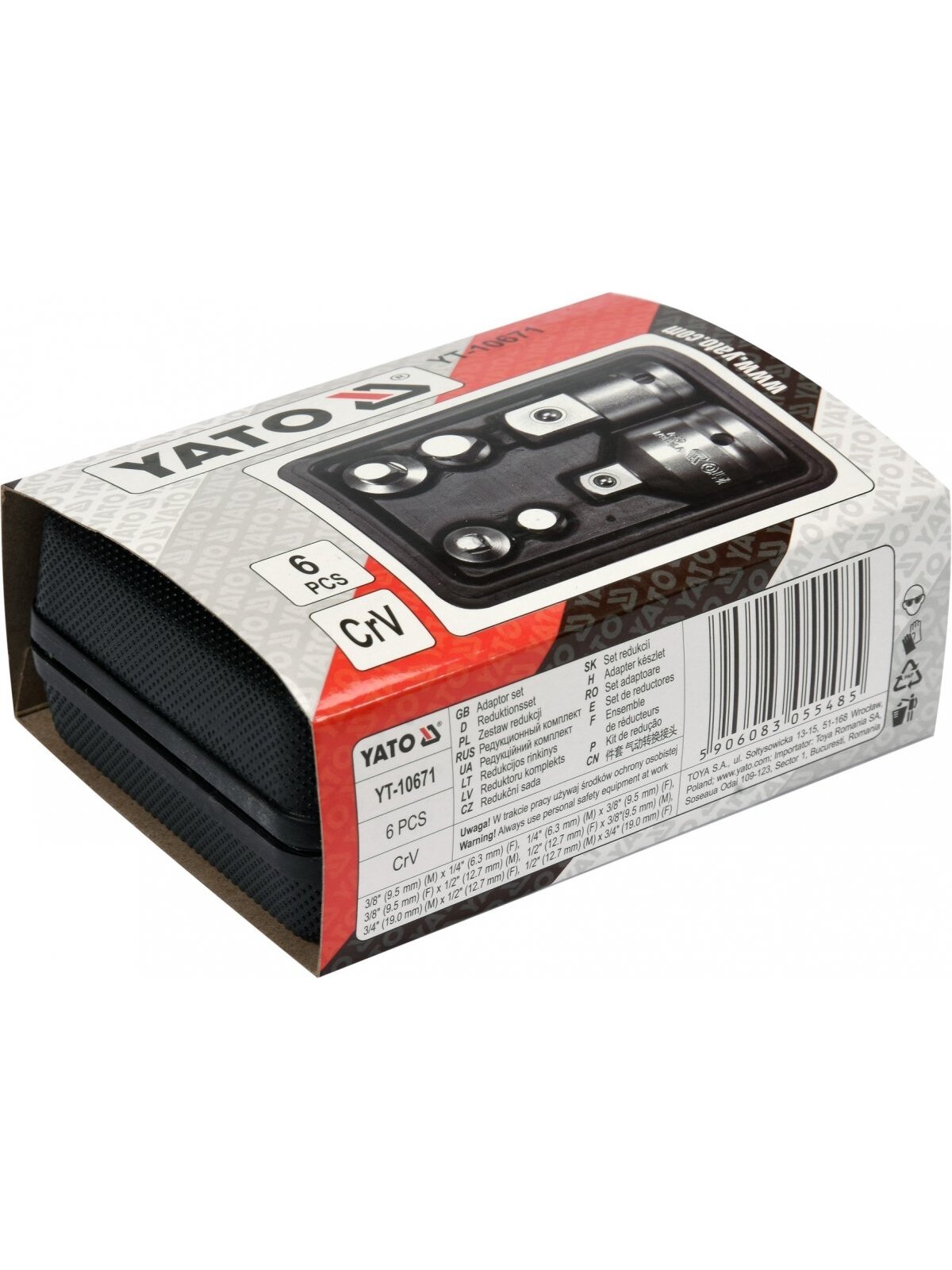 Adapterių rinkinys CrV 6 vnt. Yato | 3/8(m)x1/4(f) 1/4(m)x3/8(f) 3/8(f)x1/2(m) 1/2(m)x3/8(f) 3/4(m)x1/2(f) 1/2(m)x3/4(f) 6