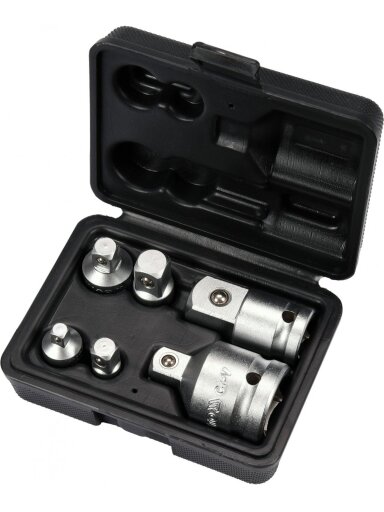 Adapterių rinkinys CrV 6 vnt. Yato | 3/8(m)x1/4(f) 1/4(m)x3/8(f) 3/8(f)x1/2(m) 1/2(m)x3/8(f) 3/4(m)x1/2(f) 1/2(m)x3/4(f)
