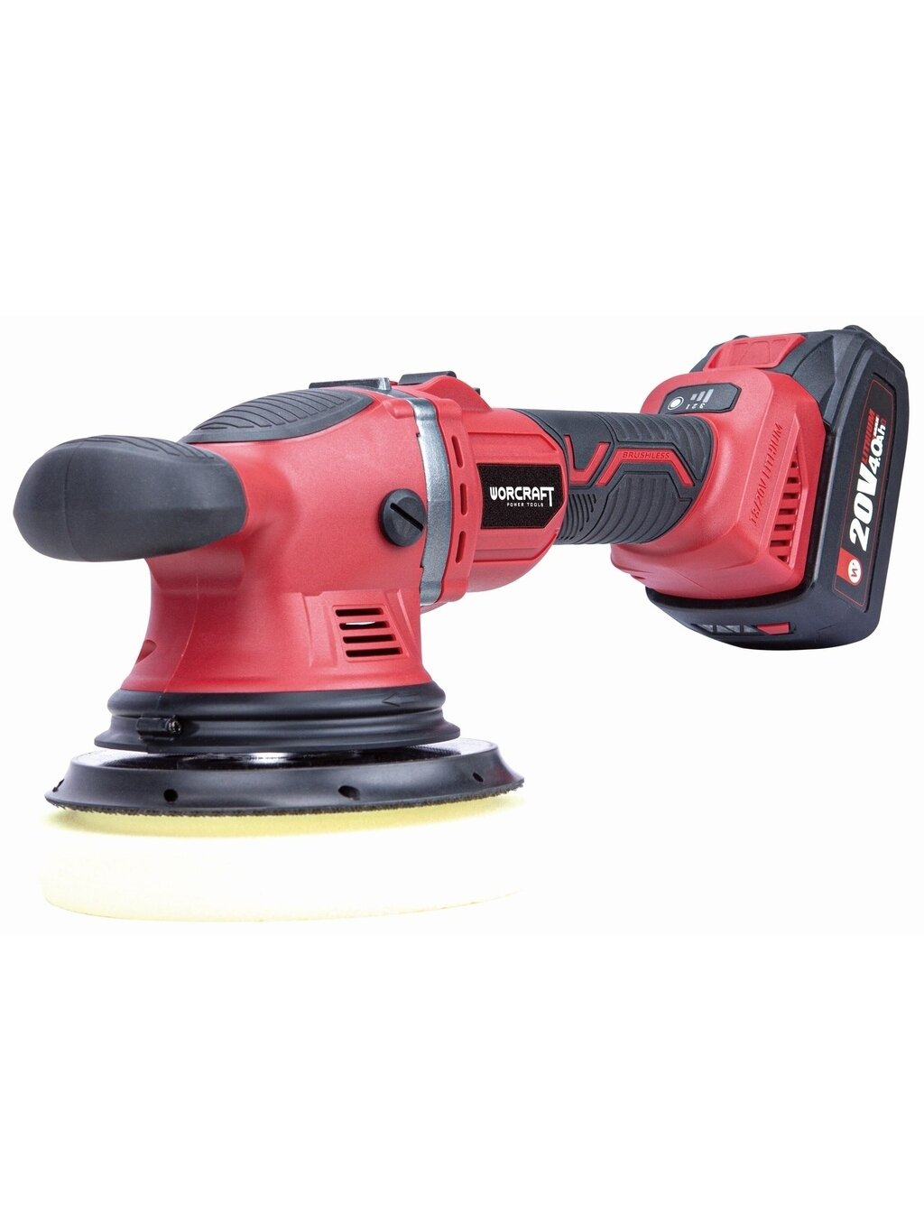⬡ Akumuliatorinis poliruoklis kampinis 150mm WORCRAFT 20V LI-ION (COPS20LIB, WORCRAFT)