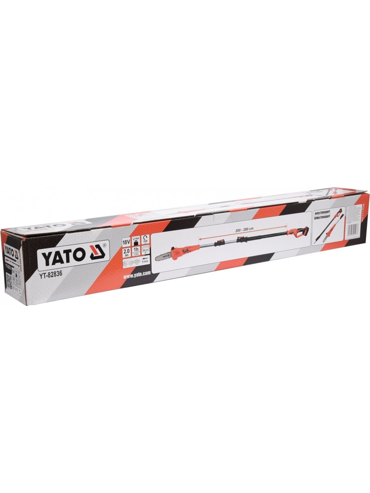 Akumuliatorinis teleskopinis grandininis pjūklas Li-Ion 18V 2Ah Yato | 200-280cm 4