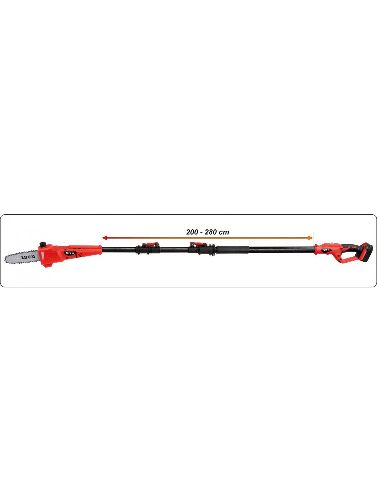Akumuliatorinis teleskopinis grandininis pjūklas Li-Ion 18V 2Ah Yato | 200-280cm 6