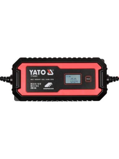 Akumuliatorių įkroviklis elektroninis 6V/2A, 12V/8A su LCD ekranu Yato