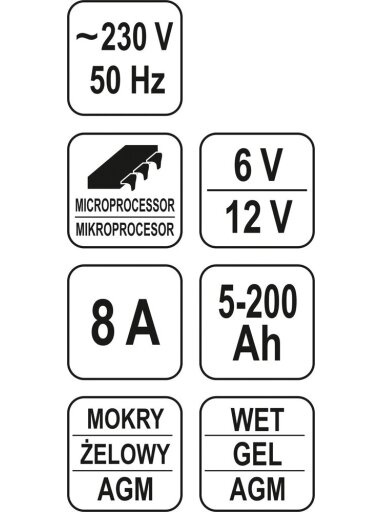 Akumuliatorių įkroviklis Yato | 6/12V 8A 5-200AH