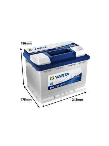 Akumuliatorius Varta BD D24, 60 Ah, 540 A, 12 V