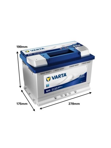 Akumuliatorius Varta BD E11, 74 Ah, 680 A, 12 V Akumuliatorius Varta BD E11, 74 Ah, 680 A, 12 V
