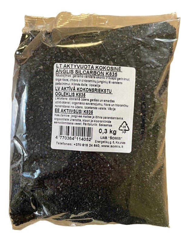 Aktyvintosios kokosinės anglies užpildas Šomis K835, 0.3 kg Aktyvintosios kokosinės anglies užpildas Šomis K835, 0.3 kg