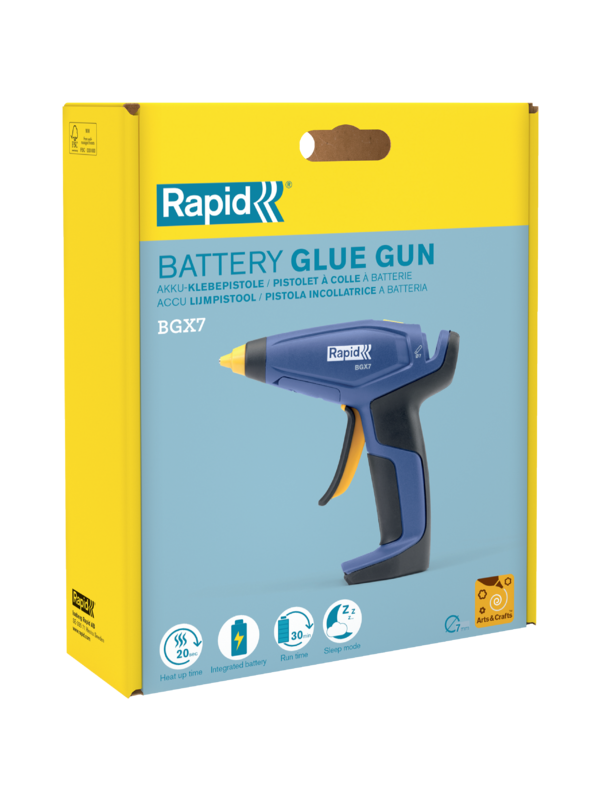 Akumuliatorinis klijų pistoletas BGX7, 7mm, USB įkrovimas, Rapid 7 Akumuliatorinis klijų pistoletas BGX7, 7mm, USB įkrovimas, Rapid 7