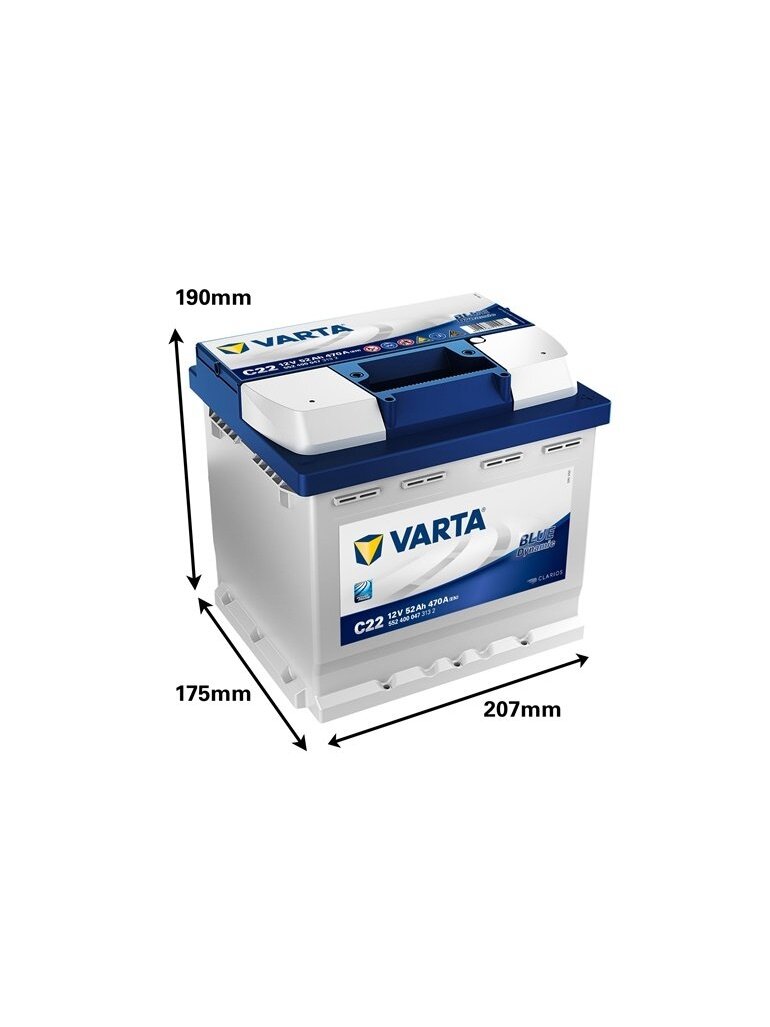 Akumuliatorius Varta BD C22, 52 Ah, 470 A, 12 V 1