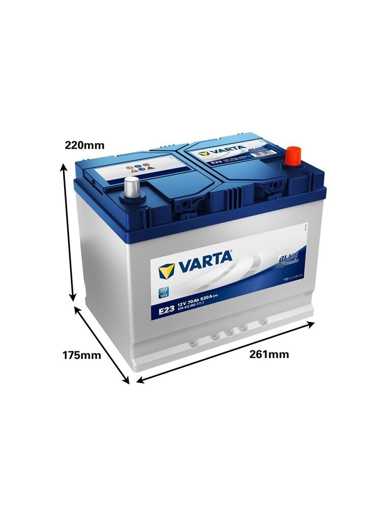 Akumuliatorius Varta BD E23, 70 Ah, 630 A, 12 V 1