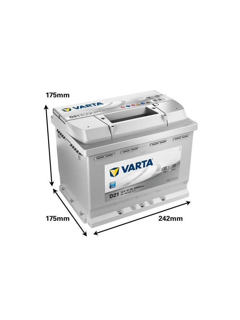 Akumuliatorius Varta SD D21, 61 Ah, 600 A, 12 V 1