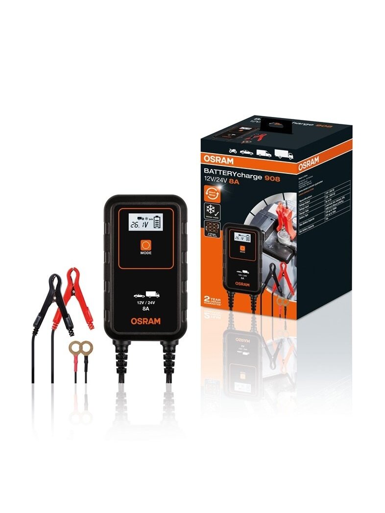 Akumuliatoriaus įkroviklis OSRAM 908, 12–24 V Akumuliatoriaus įkroviklis OSRAM 908, 12–24 V