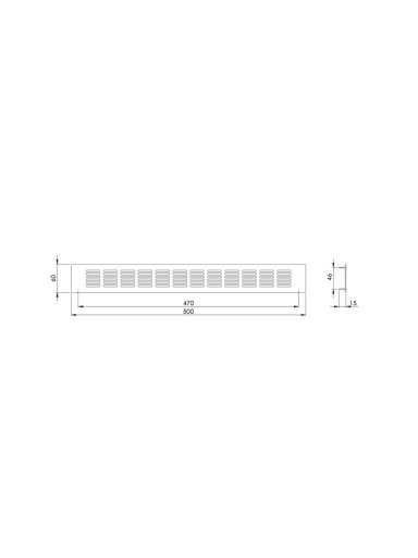 Aliuminio grotelės EUROPLAST RA650S, 60 x 500 mm, sidabro