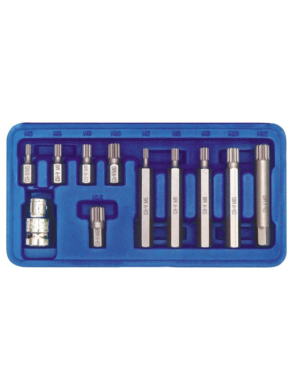 Antgalių rinkinys 11vnt. SPLINE CrV Vorel | M5, M6, M8, M10, M12 Antgalių rinkinys 11vnt. SPLINE CrV Vorel | M5, M6, M8, M10, M12