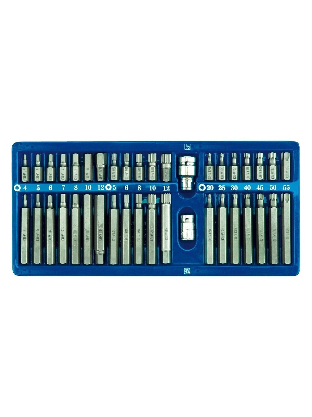Antgalių rinkinys 40 vnt. HEX, TORX, SPLINE, CrV Vorel | T20-T55, H4-H12, M5-M12