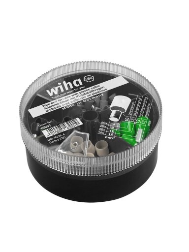 Antgaliai su plastikine mova šerdies uždarymui, komplektas (4-16mm, 100 vnt.) WIHA Antgaliai su plastikine mova šerdies uždarymui, komplektas (4-16mm, 100 vnt.) WIHA
