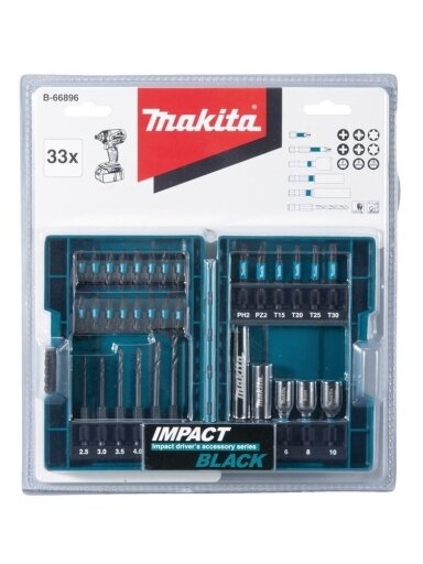 Antgalių rinkinys Makita B-66896, 33 vnt.