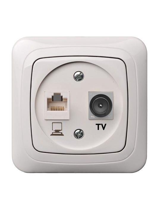 Antenos ir kompiuterio lizdas LIREGUS ALFA, baltos spalvos 1 Antenos ir kompiuterio lizdas LIREGUS ALFA, baltos spalvos 1