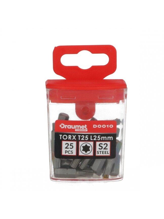 Antgaliai atsuktuvui TORX CR-V S2 Draumet PREMIUM | T25, 25mm, 25vnt. 2