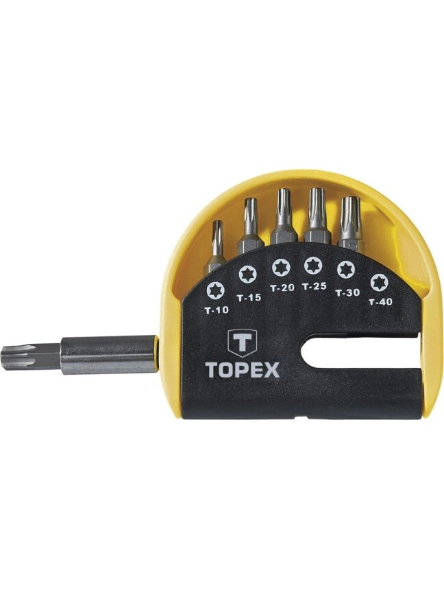 Antgaliai atsuktuvui Torx su laikikliu CrV Topex | 6vnt. Antgaliai atsuktuvui Torx su laikikliu CrV Topex | 6vnt.