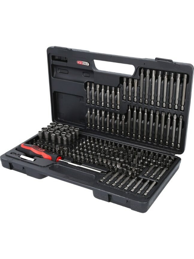 Antgalių komplektas 1/4", 208 vnt, KS Tools 1