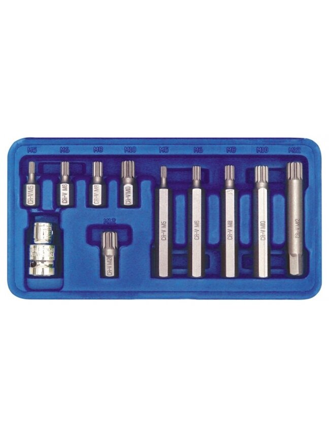 Antgalių rinkinys 11vnt. SPLINE CrV Vorel | M5, M6, M8, M10, M12 Antgalių rinkinys 11vnt. SPLINE CrV Vorel | M5, M6, M8, M10, M12