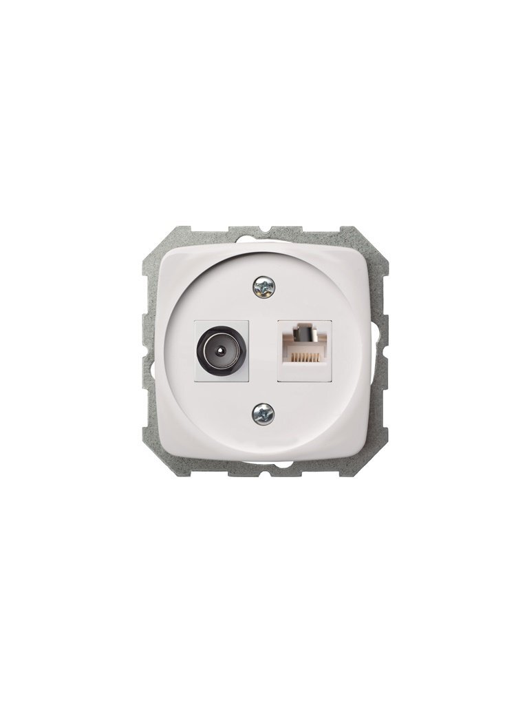 Antenos ir kompiuterio lizdas LIREGUS ALFA, baltos spalvos Antenos ir kompiuterio lizdas LIREGUS ALFA, baltos spalvos