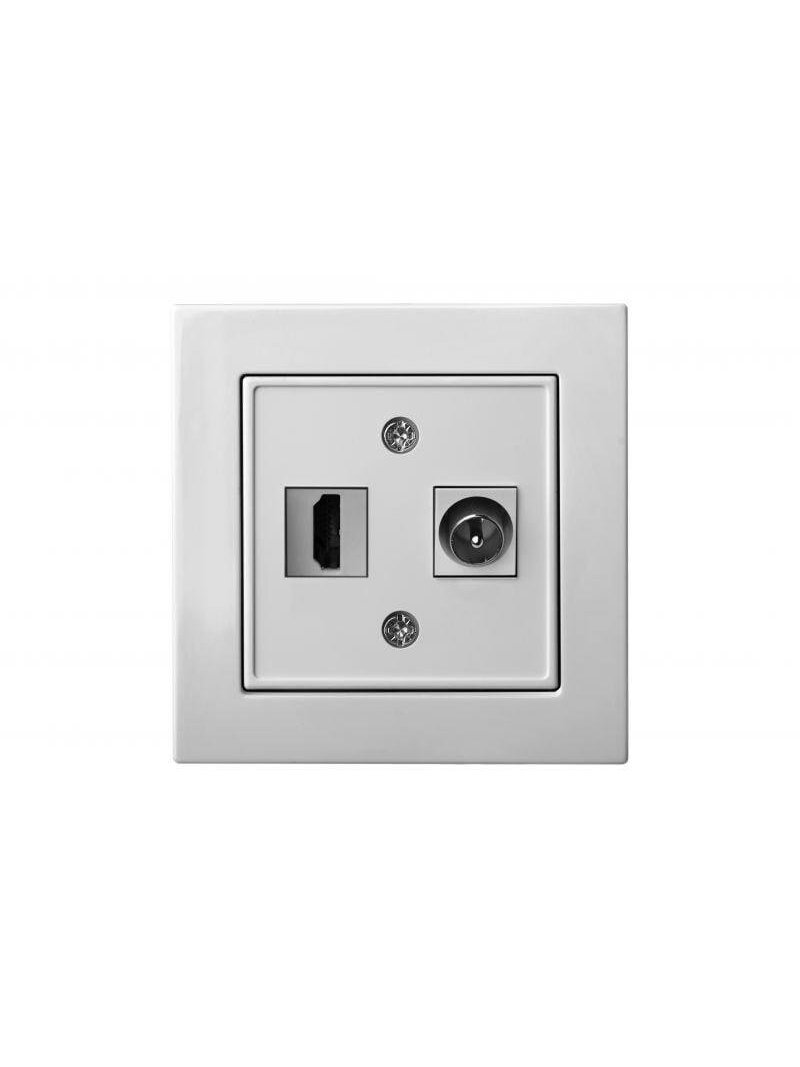 Antenos ir HDMI lizdas LIREGUS EPSILON, baltos spalvos 1 Antenos ir HDMI lizdas LIREGUS EPSILON, baltos spalvos 1