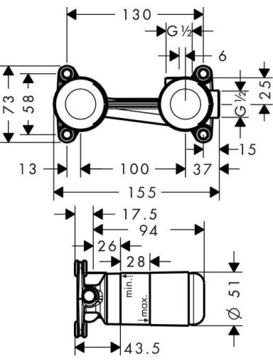 Apatinė montavimo dalis Hansgrohe 13622180