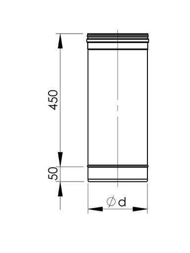 Apvalus įdėklas HeatUp NP d.160, L-0.5m (H111 1 1001 0160 050)